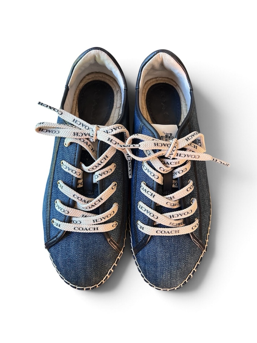 Coach Cate Espadrille Sneakers with logo laces and braided jute rope soles